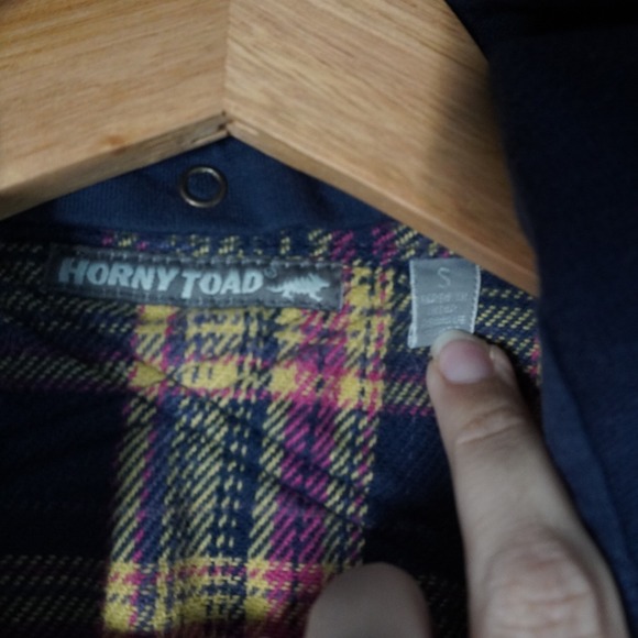 Horny Toad Flannel Shirt Hooded Plaid Button Up Long Sleeve Casual‎ S Pink Blue - Picture 2 of 8